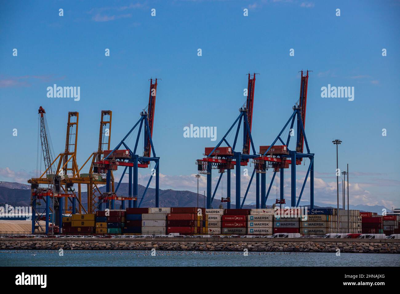 Puerto de contenedores Málaga, España Foto de stock