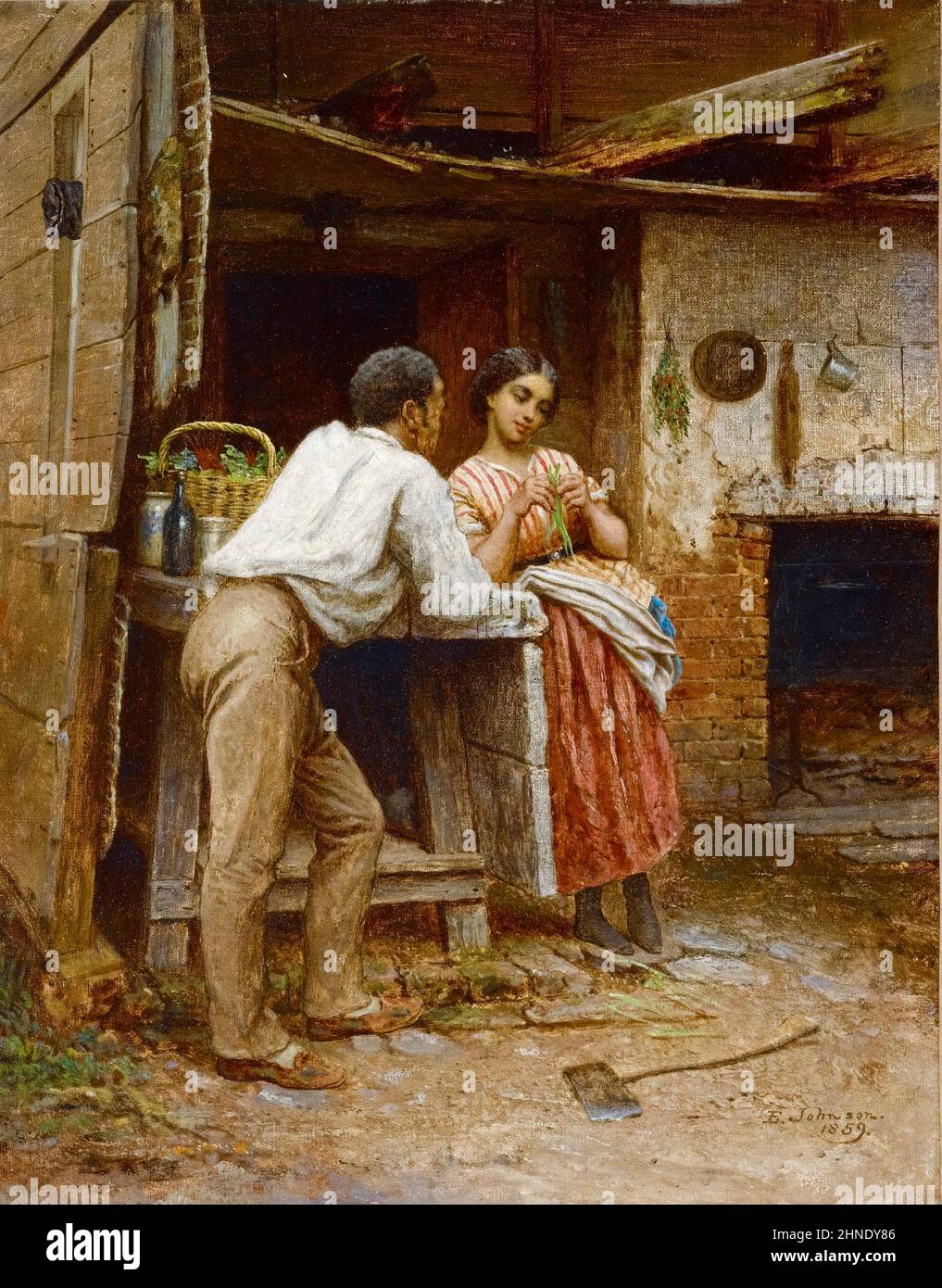 Eastman Johnson, Cortesía del Sur, pintura, óleo sobre lienzo, 1859 Foto de stock