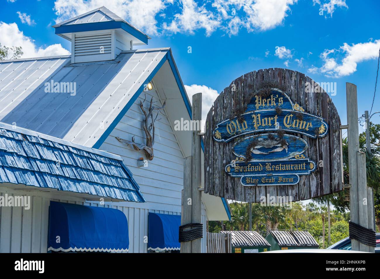 Peck's Old Port Cove Seafood Restaurant y Blue Crab Farm en Ozello - Crystal River, Florida, Estados Unidos Foto de stock