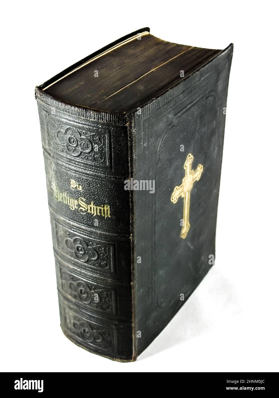 Vida quieto y primeros planos de libros viejos, libros de la biblia santa y de himnos Foto de stock