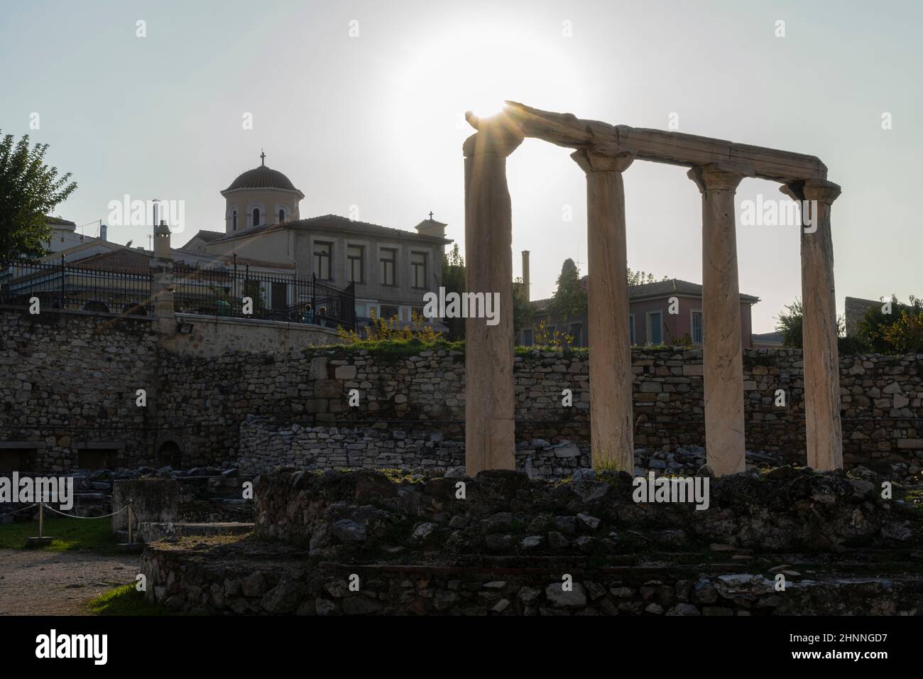 Biblioteca de Adriano en Atenas, Grecia Foto de stock