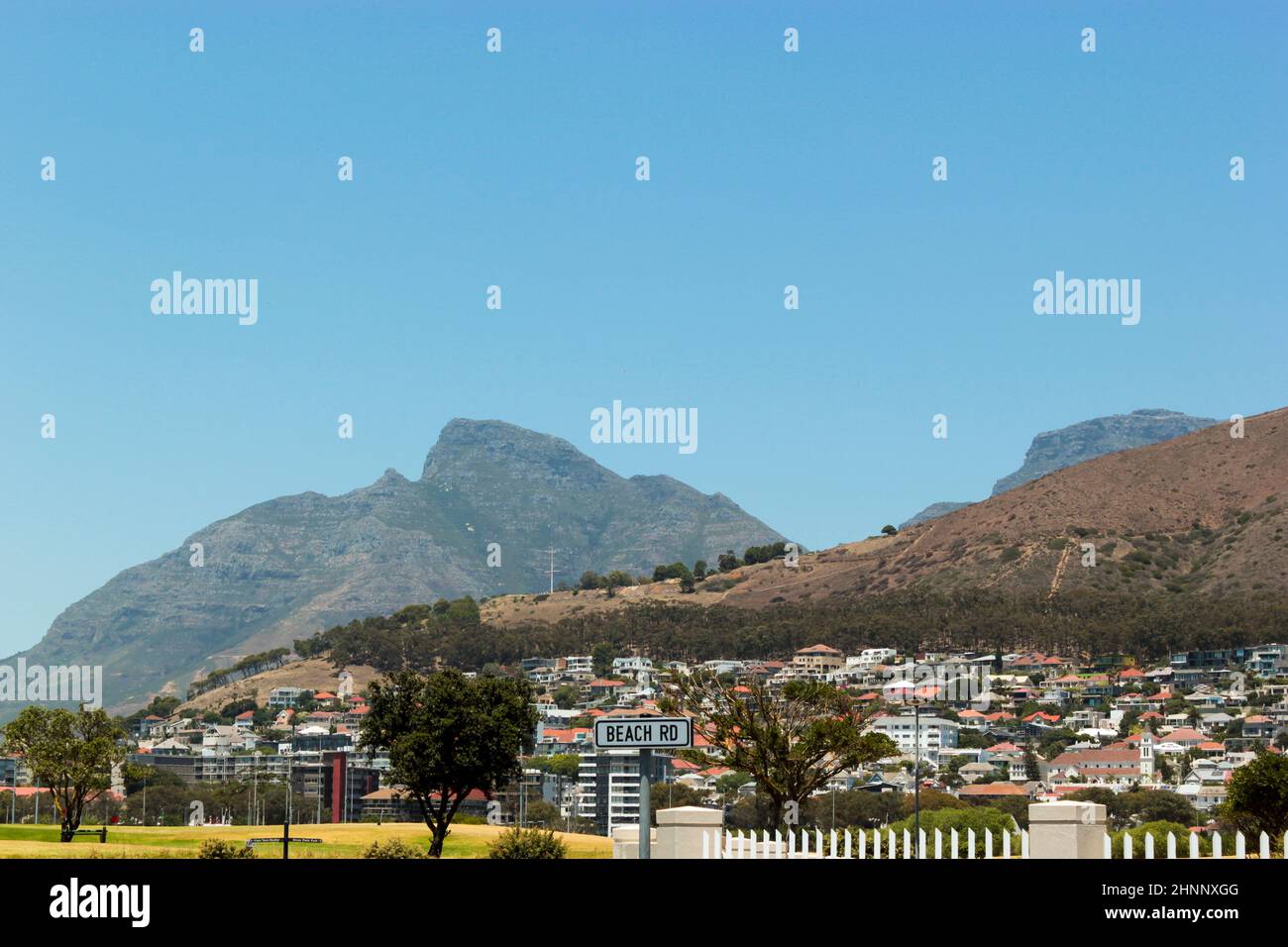 Green Point Park, panorama de montaña en Ciudad del Cabo, Sudáfrica. Foto de stock