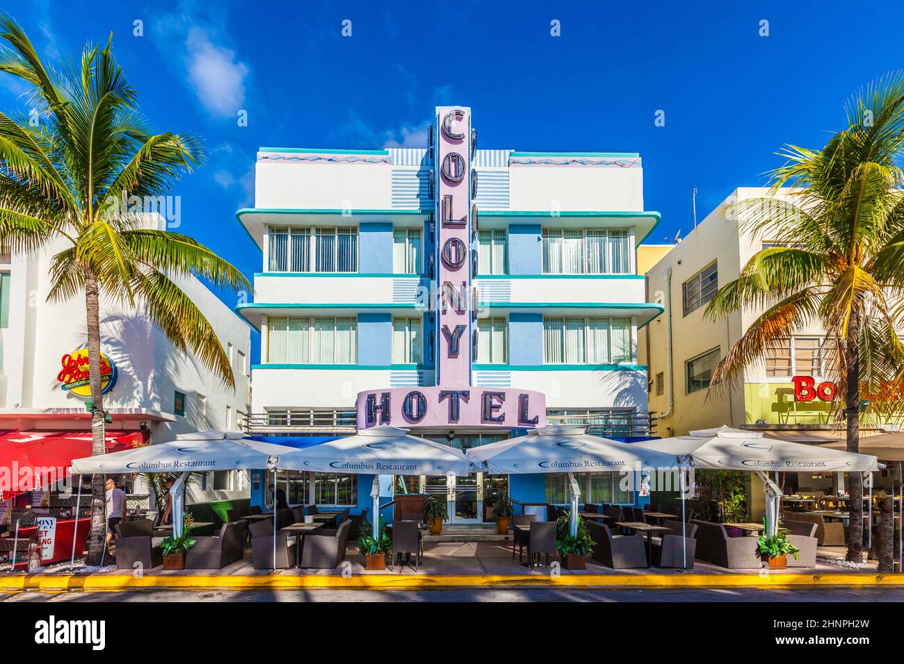 Hotel Colony en Ocean Drive en South Beach Foto de stock
