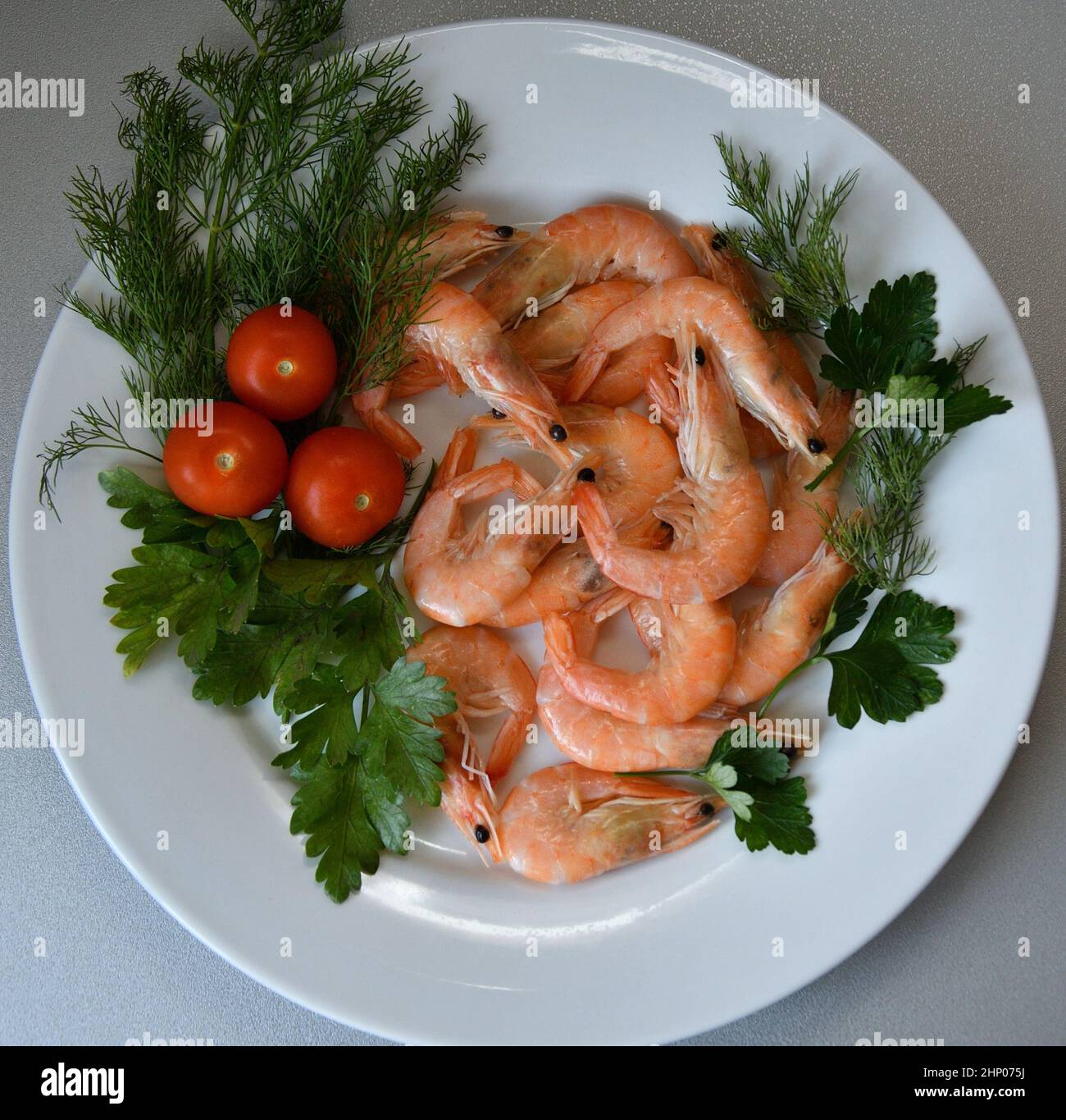 Gambas (latín. Caridea) recetas de platos culinarios con camarones