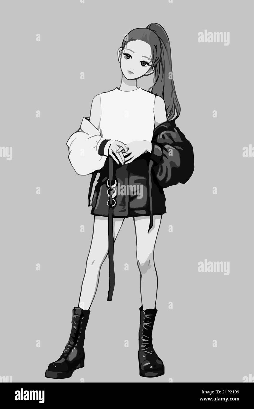 Chica guapa anime Imágenes de stock en blanco y negro - Alamy