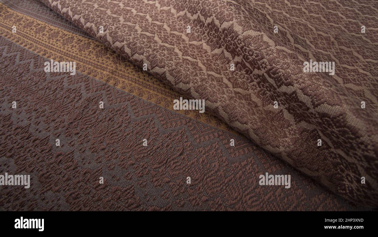 Primer plano de la textura del tejido de punto de algodón tailandés sin costuras. Tejido texturizado con detalle de algodón tailandés. Foto de stock