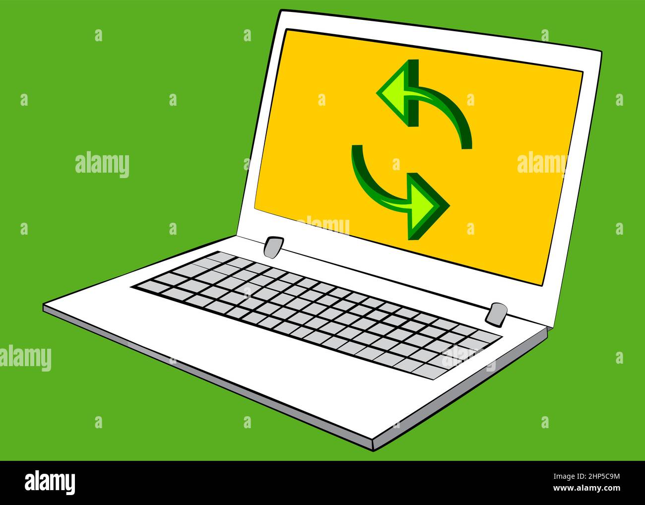 Ordenador portátil con el icono Actualizar en la pantalla. Ilustración de  dibujos animados vectoriales Imagen Vector de stock - Alamy