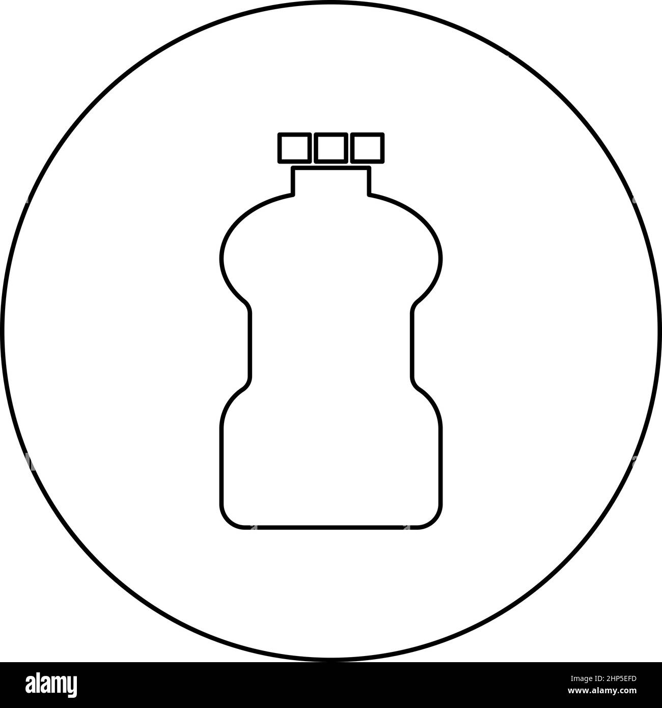 Botella de plástico Icono de limpiador en círculo alrededor de negro ilustración de vector de color sólido contorno de la imagen de estilo Ilustración del Vector