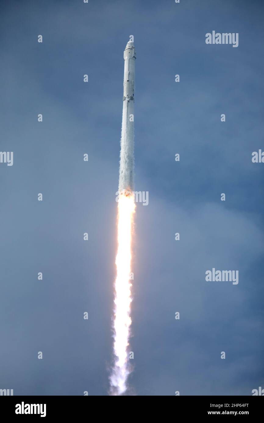 Un cohete SpaceX Falcon 9 se levanta del Complejo de Lanzamiento 39A en el Centro Espacial Kenney de la NASA en Florida, la misión de servicios de reabastecimiento comercial de 11th de la compañía a la Estación Espacial Internacional. El despegue fue a las 5:07 p.m. EDT desde el histórico sitio de lanzamiento ahora operado por SpaceX bajo un acuerdo de propiedad con la NASA. La nave espacial Dragon entregará 6.000 libras de suministros, como el Explorador de Composición Interior de la estrella Neutron, o MEJOR, diseñado para estudiar la extraordinaria física de estas estrellas, proporcionando información sobre su naturaleza y comportamiento. Foto de stock