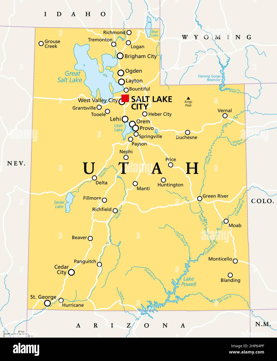Mapa político de utah Imágenes vectoriales de stock Alamy