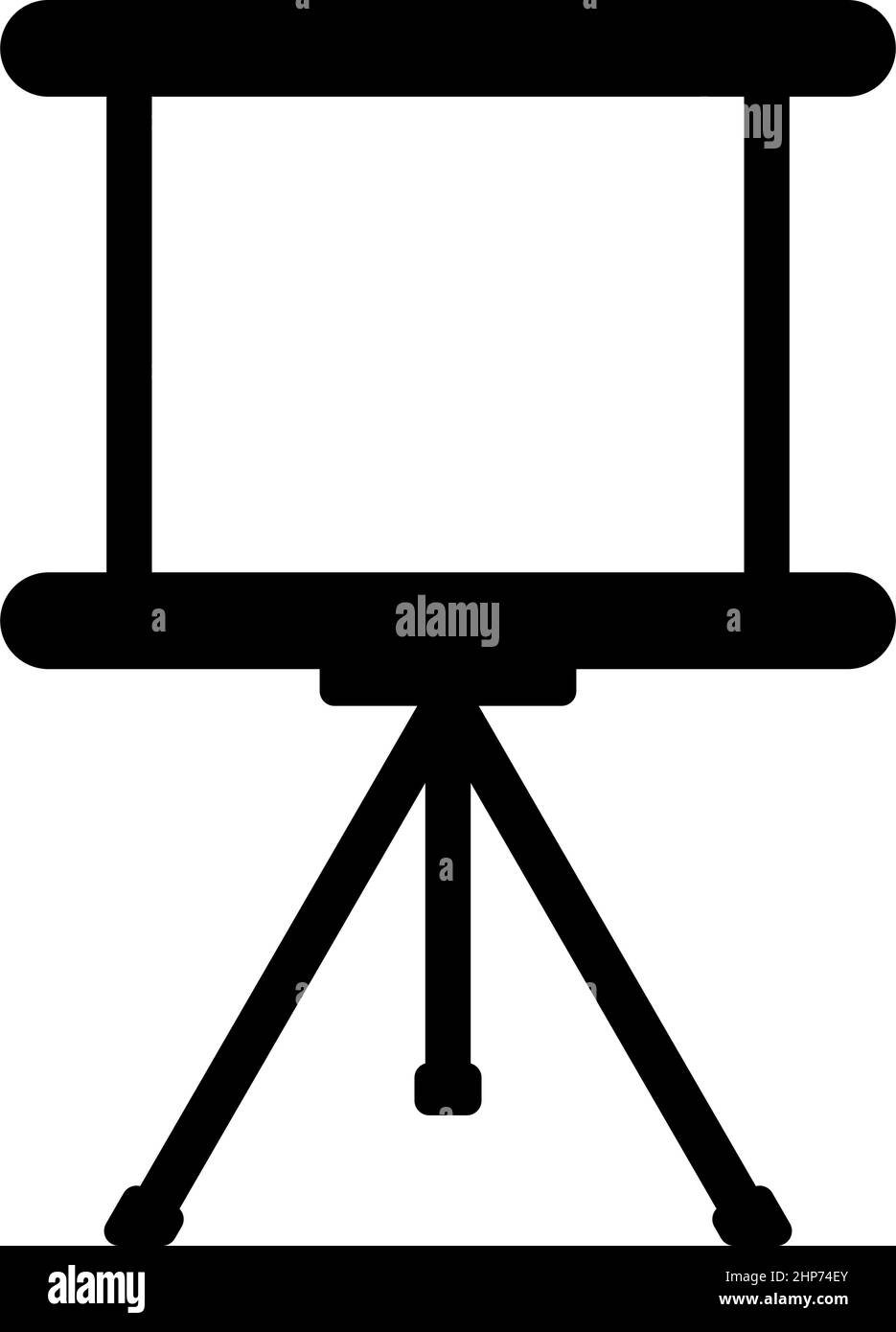 Placa para presentaciones pantalla de negocios cartelera proyector rodillo icono negro color vector ilustración de estilo plano imagen Ilustración del Vector