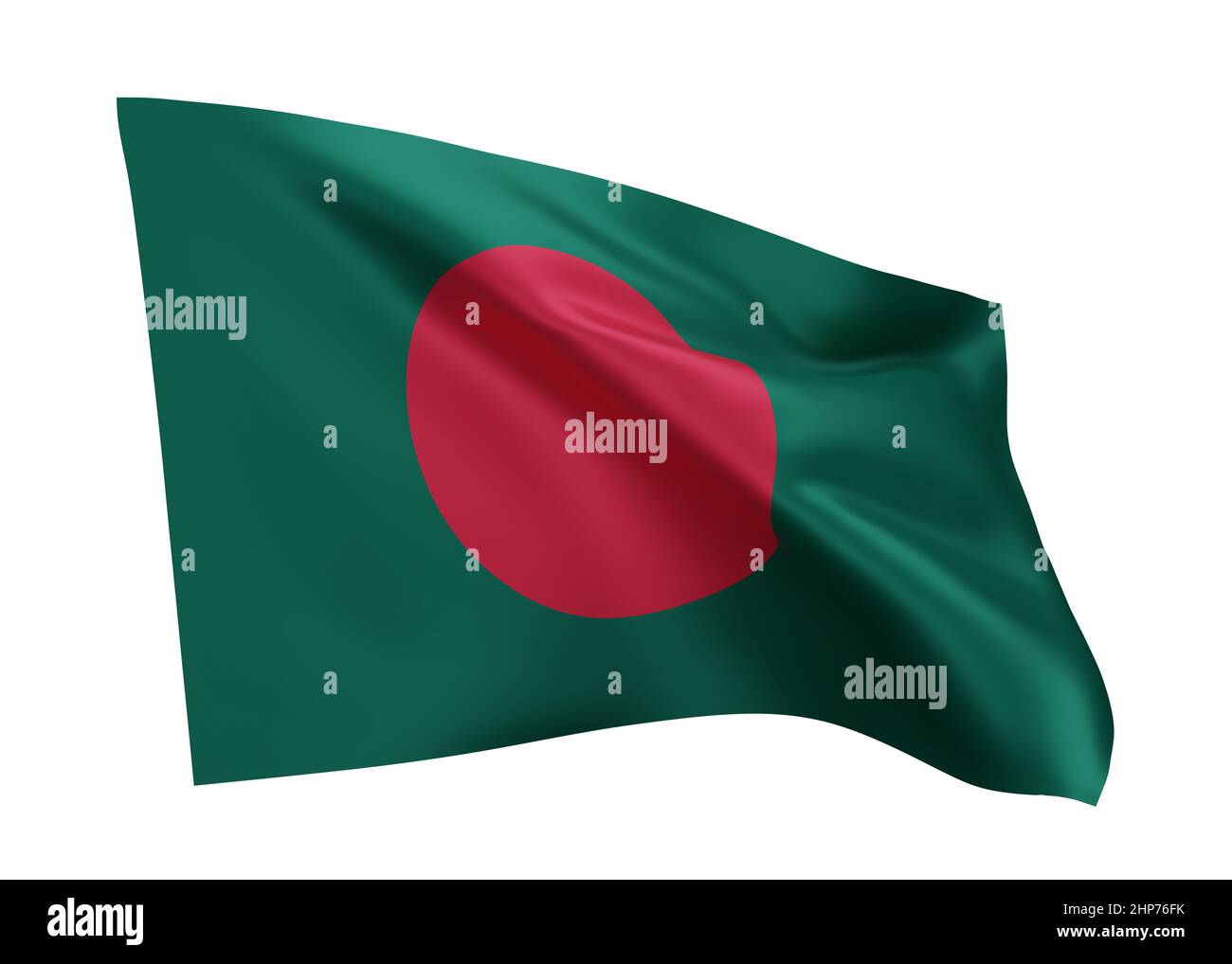 3D Ilustración de la bandera de Bangladesh. Bandera de alta resolución bangladesí aislada contra fondo blanco. 3d renderizado Foto de stock