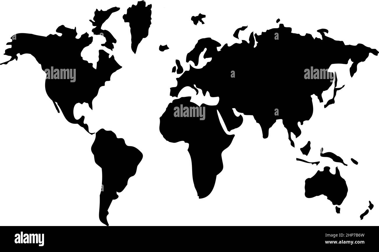 Icono de mundo de mapa imagen de vector de color negro ilustración de estilo plano Ilustración del Vector