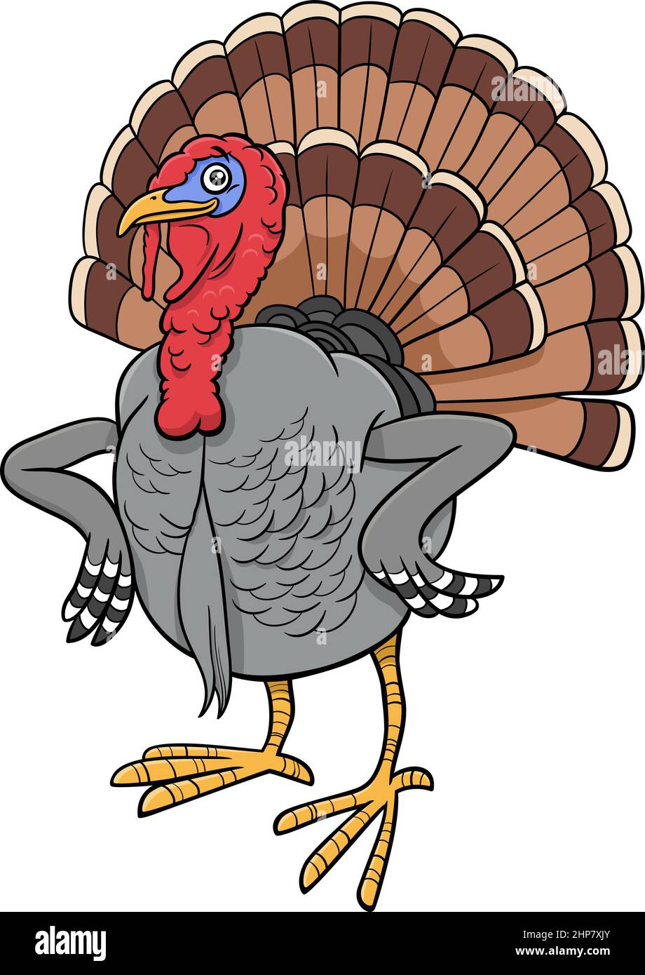 caricatura pavo pájaro granja animal carácter Imagen Vector de stock