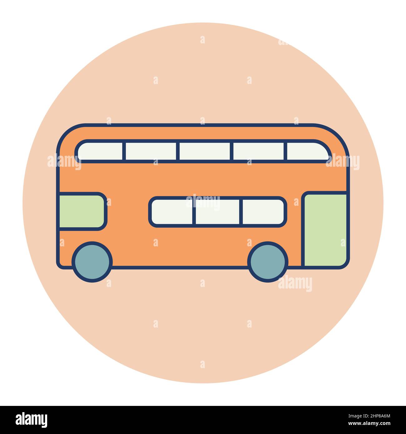 Icono de vector plano de bus de dos pisos Ilustración del Vector