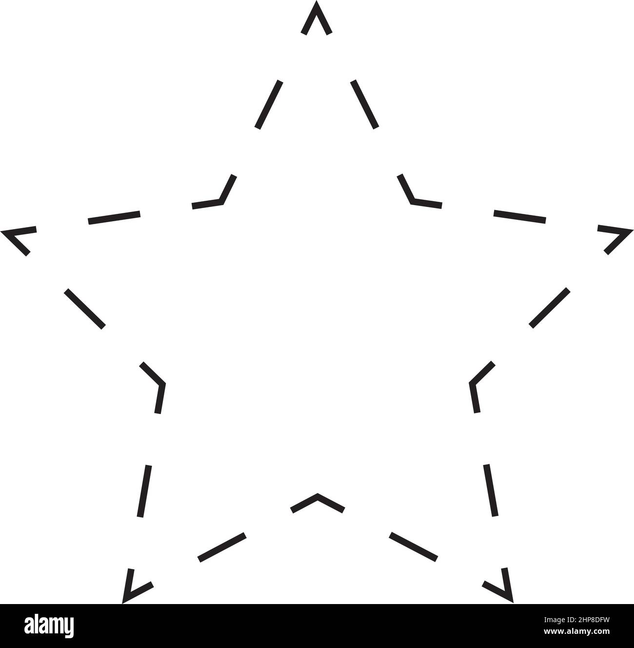 Símbolo de vector de icono discontinuo con forma de estrella para un elemento de interfaz de usuario de diseño gráfico creativo en una ilustración de pictograma Ilustración del Vector