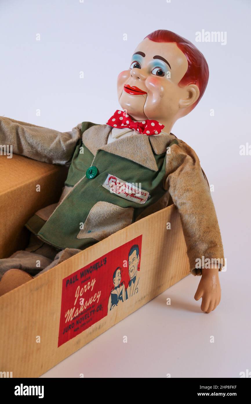 Famoso marioneta ventriloquista Jerry Mahoney protagonista de la feria Paul Winchell; producto fabricado en serie,1950, EE.UU Foto de stock