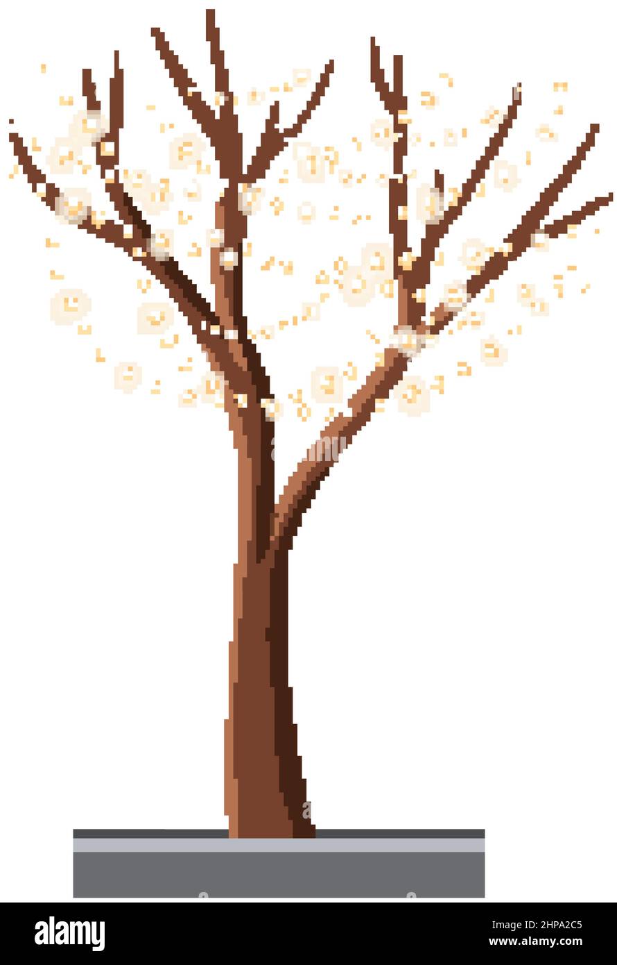 Un árbol sin hojas decorado con luces de Navidad ilustración Imagen Vector  de stock - Alamy