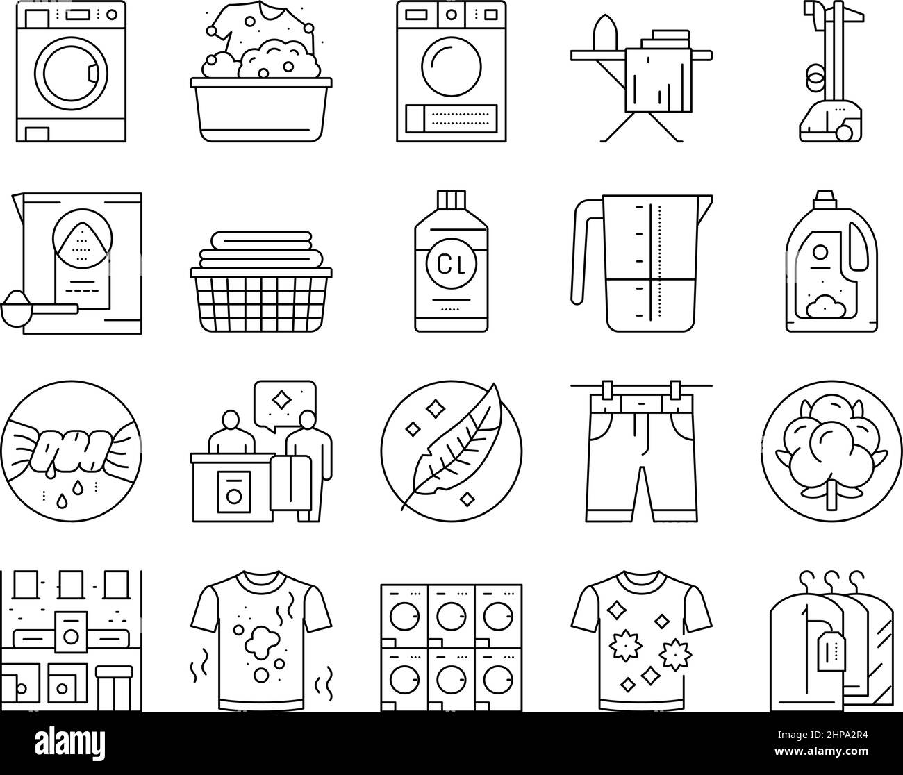 Servicio de lavandería Lavadora Iconos de ropa Set Vector Imagen Vector de  stock - Alamy