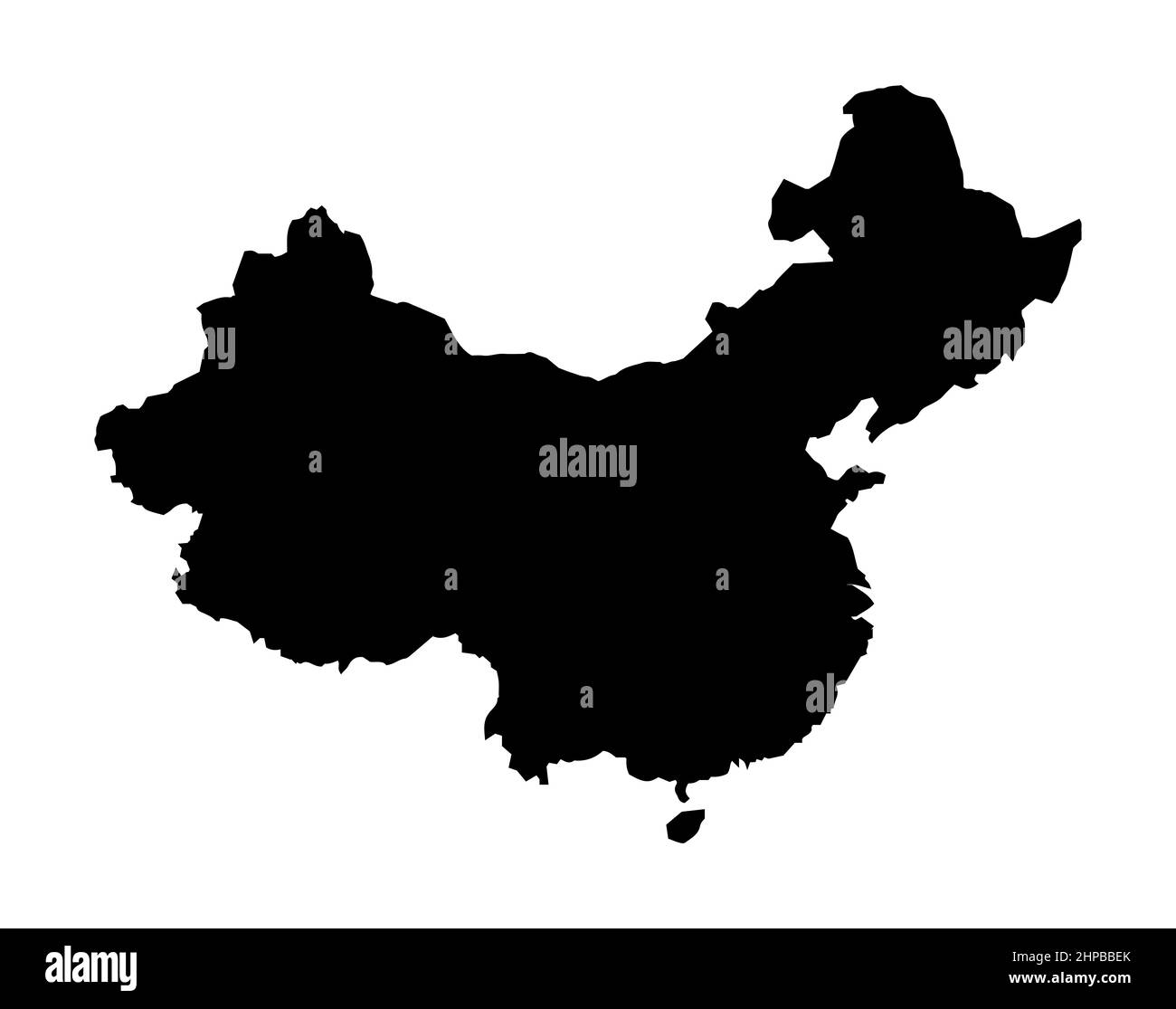 Contorno Mapa De China En Silueta Negra Sobre Fondo Blanco Fotografía De Stock Alamy 