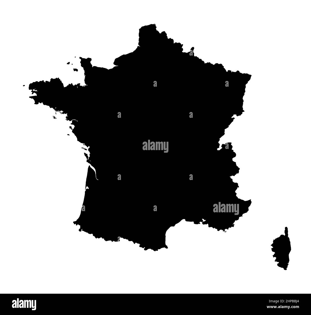 Contorno plano silueta de Francia aislado sobre fondo blanco Foto de stock