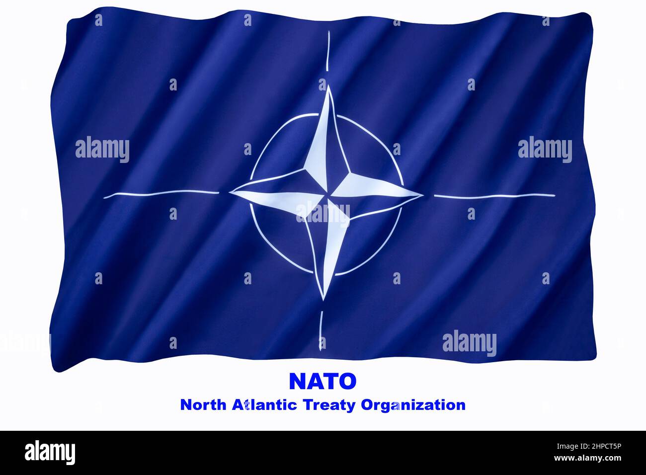 Bandera de la Organización del Tratado del Atlántico del Norte (OTAN) - adoptada tres años después de la creación de la organización, ha sido la bandera de la OTAN desde entonces Foto de stock