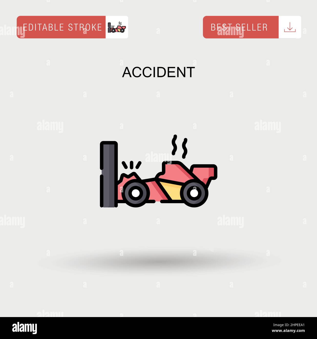 Icono de vector simple de accidente. Ilustración del Vector