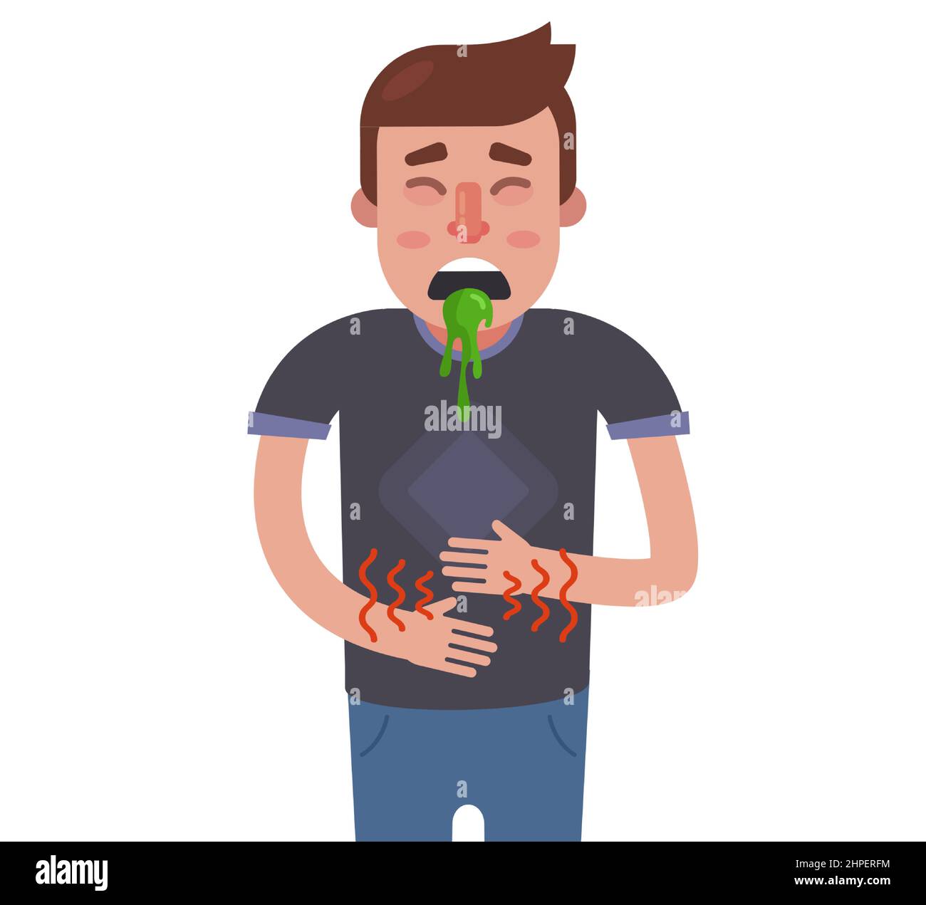 el hombre tiene náuseas y dolor de estómago. problemas digestivos