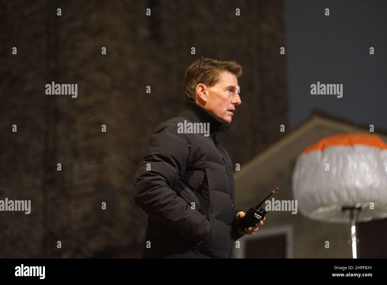 Tom Cruise durante el rodaje de la misión Imposible 7 en venecia Foto de stock