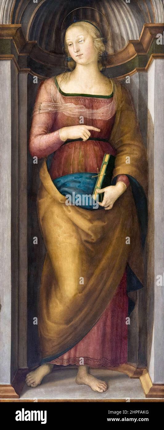 Santa Margarita de Antioquía, tempera sobre pintura de álamo por Pietro di Cristoforo Vannucci, 1505-1506 Foto de stock