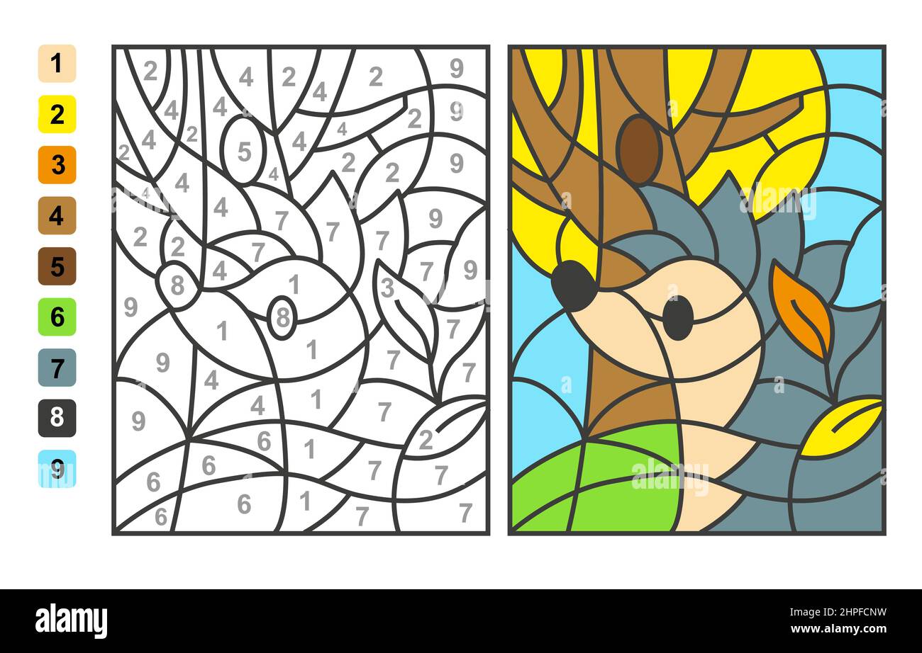 Colorea Por Números Animales. Juego De Rompecabezas Para Educación  Infantil, Dibujo Y Aprendizaje De Matemáticas. Ilustraciones svg,  vectoriales, clip art vectorizado libre de derechos. Image 181943995