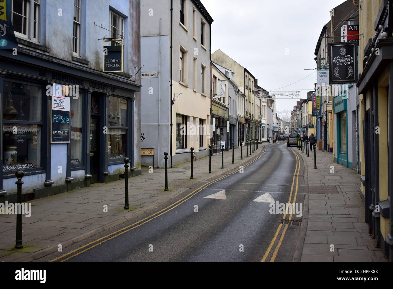 King street, Carmarthen, Gales Foto de stock