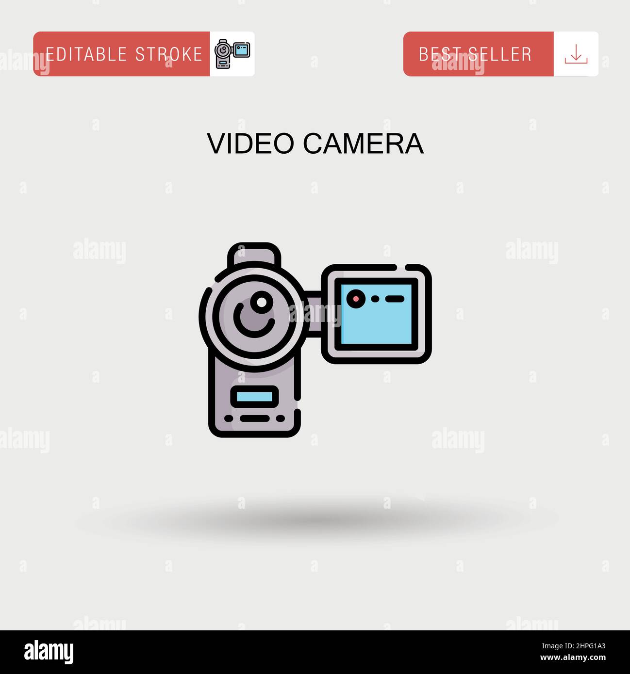 grabación de video moderna y conjunto de iconos de cámara. cámara de video  moderna y sencilla.