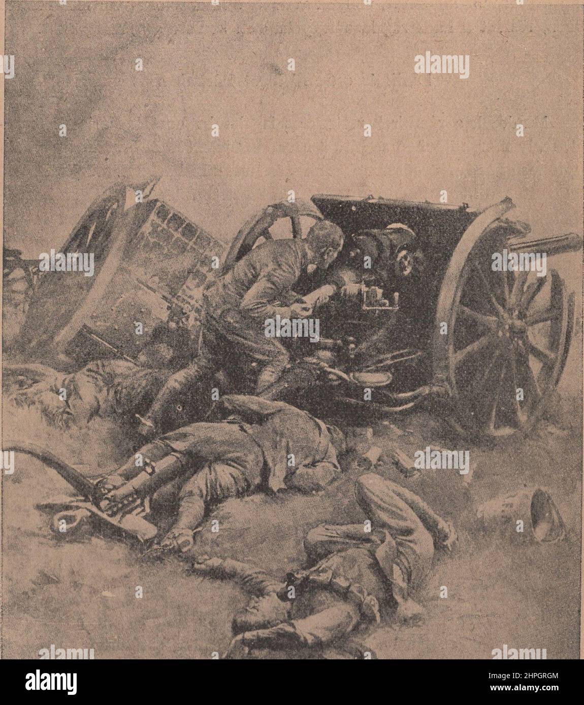 El último cañón inglés se fue porque los alemanes tiraron los cañones ingleses, ilustración de un artista desconocido. DERECHOS-ADICIONALES-AUTORIZACIÓN-INFORMACIÓN-NO-DISPONIBLE Y CADUCADO. Foto de stock