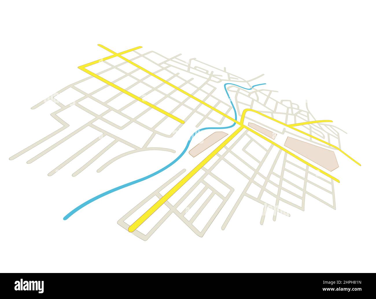 calles en el plano de la ciudad - vector en perspectiva Ilustración del Vector