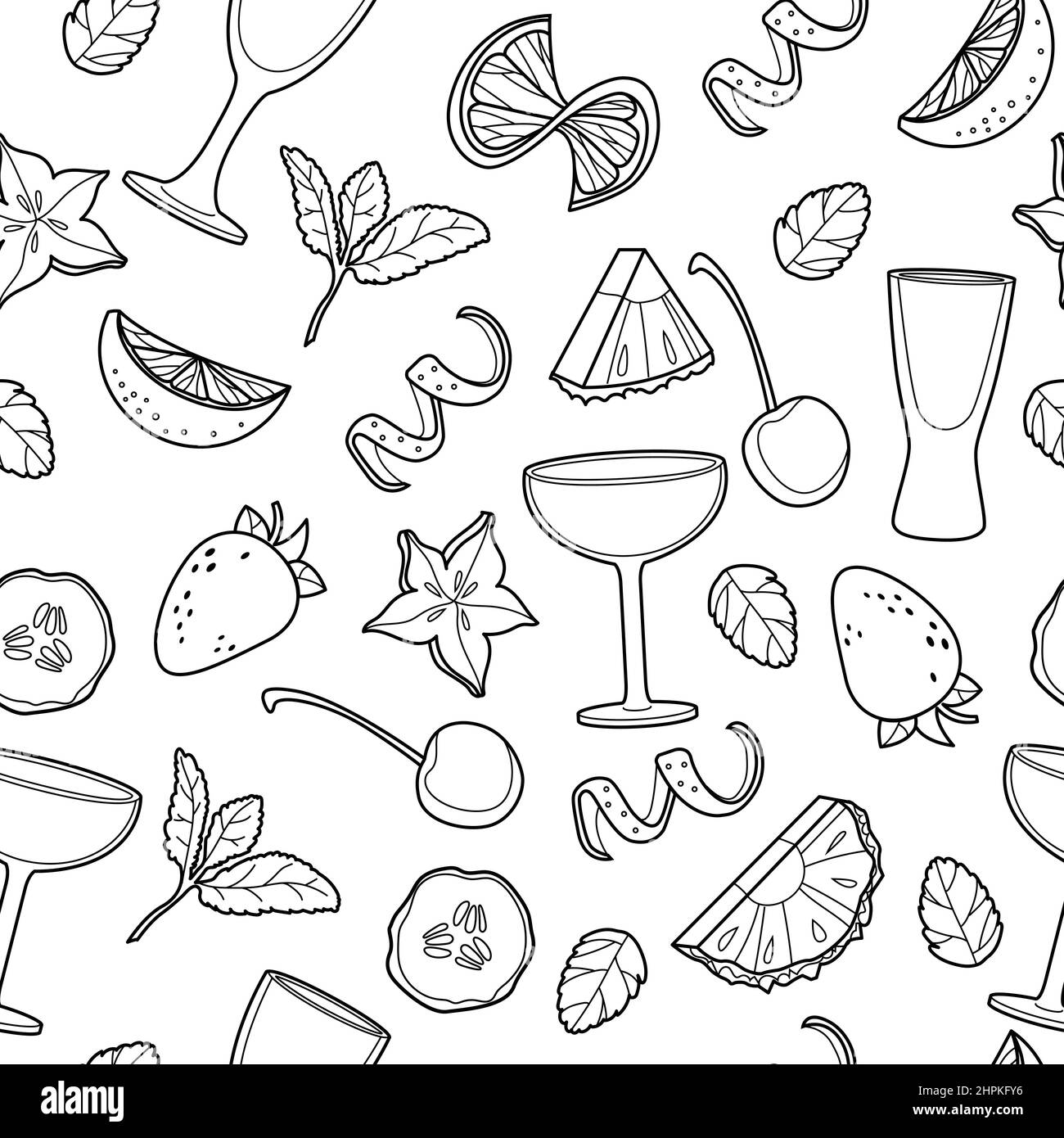 Vector bar cóctel y bebida sin costuras patrón Imagen Vector de stock