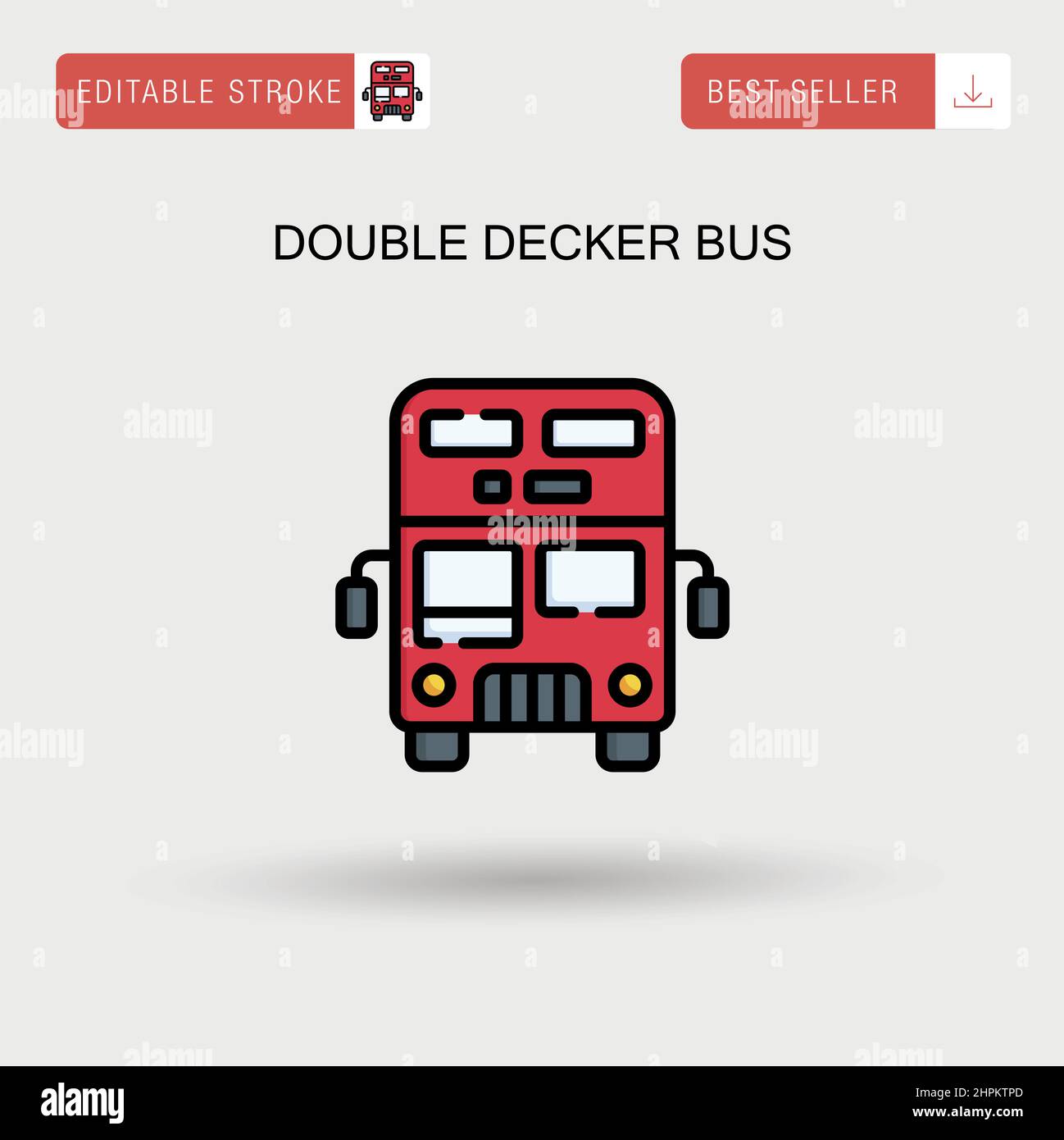 Icono de vector simple de bus de dos pisos. Ilustración del Vector