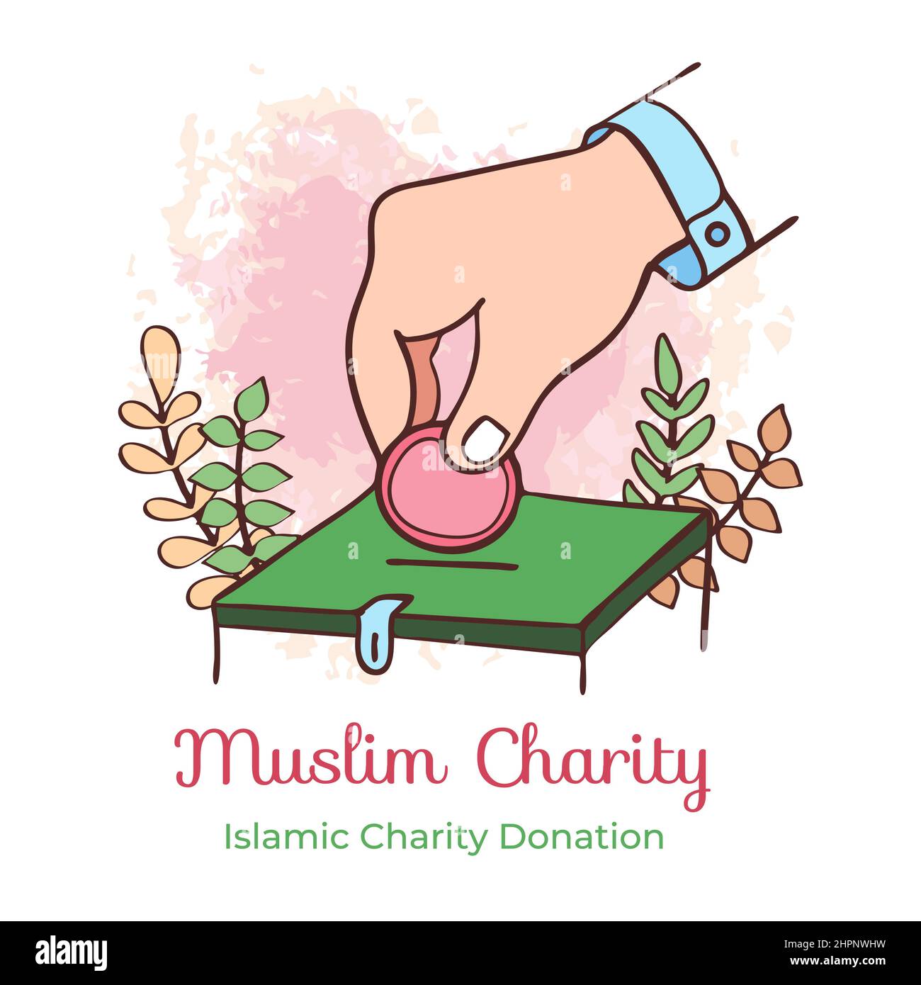 Ilustración de caridad musulmana del ramadán dibujada a mano Ilustración del Vector