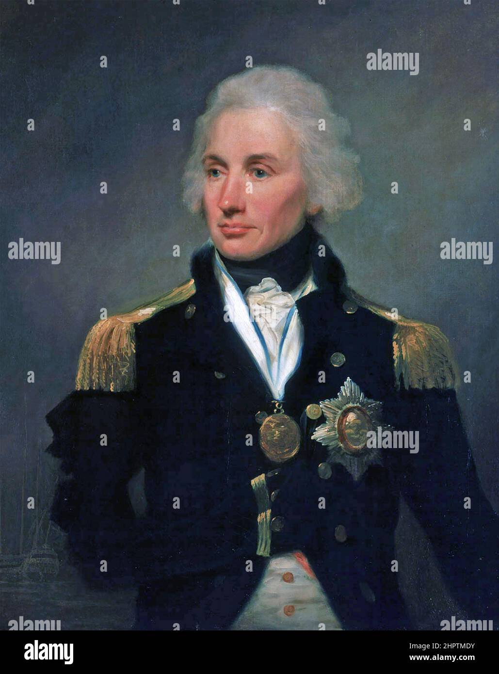 HORATIO NELSON (1758-1805) Oficial de la bandera de la Marina Real pintado alrededor de 1798 por Lemuel Abbott. Lleva la Medalla de San Vicente y la estrella de un Caballero del Baño Foto de stock