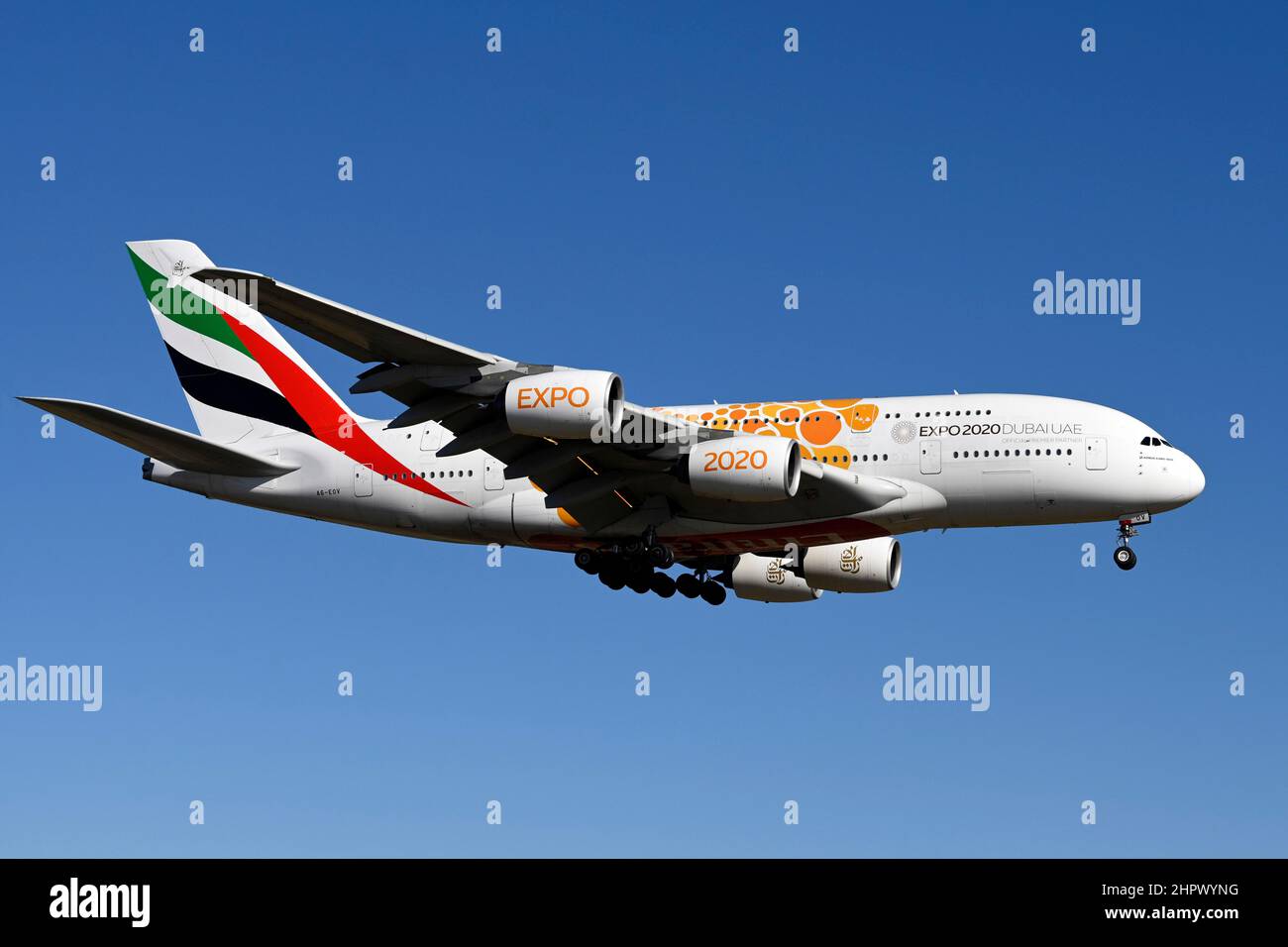 Aircraft Emirates, A6-EOV Emirates Airbus A380-800 Foto de stock