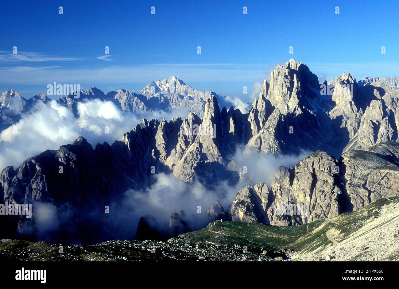 Los Dolomitas, Grupo Cadin del laudo Sorapiss, Tirol del Sur, Italia Foto de stock