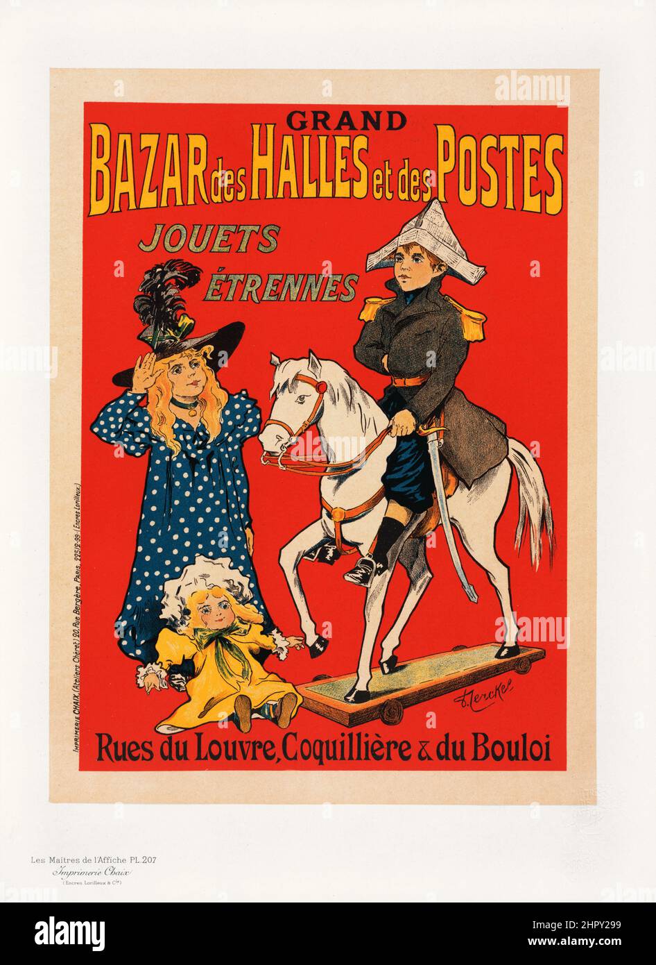 Maitres de l'affiche vol 5 - Plato 207 - Fernand Fernel, 1900 - Bazar des Halles et des Postes. Los juouets Etrennes. Foto de stock