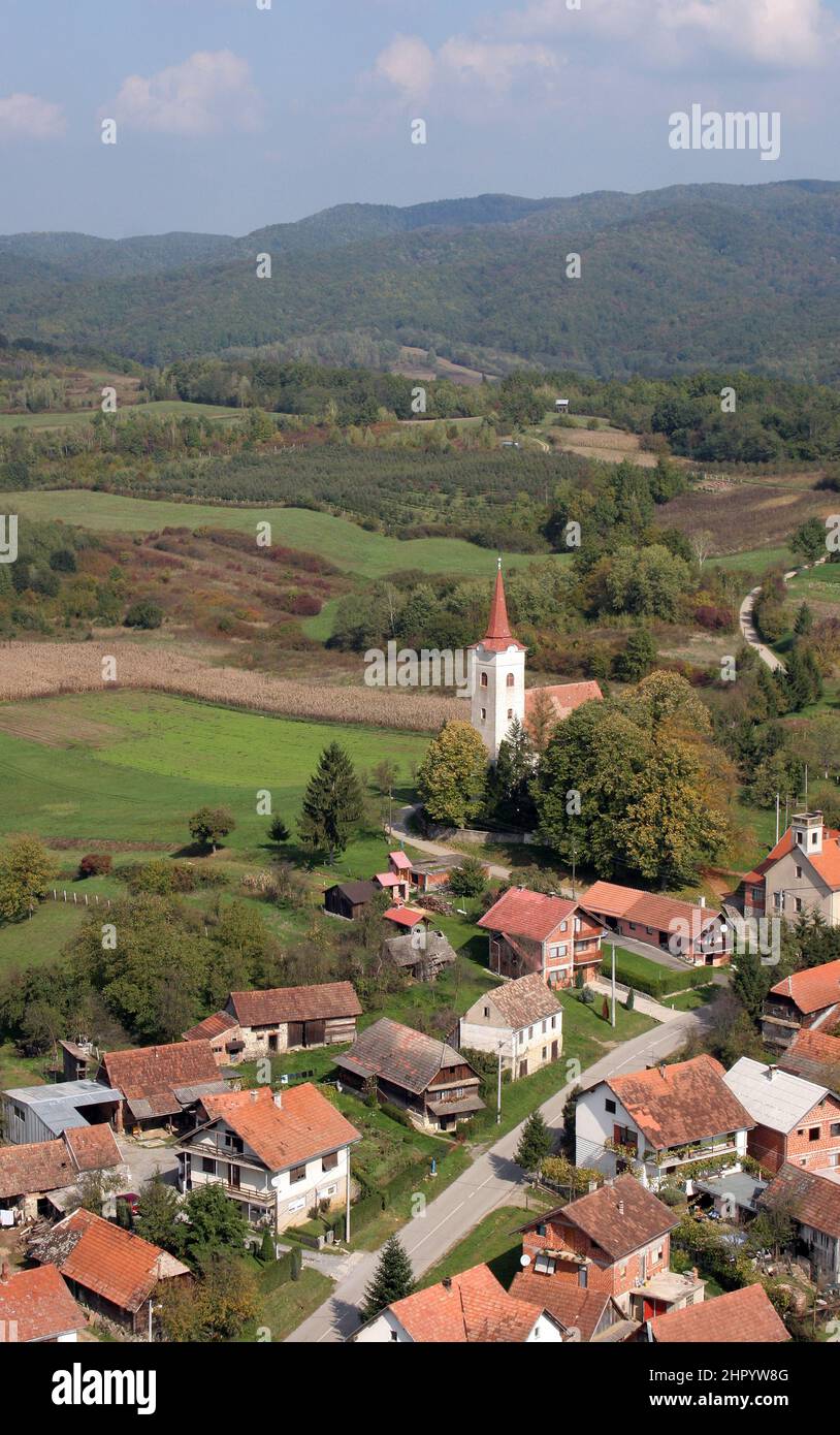 Iglesia de San Juan Bautista en Gornja Jelenska, Croacia Foto de stock