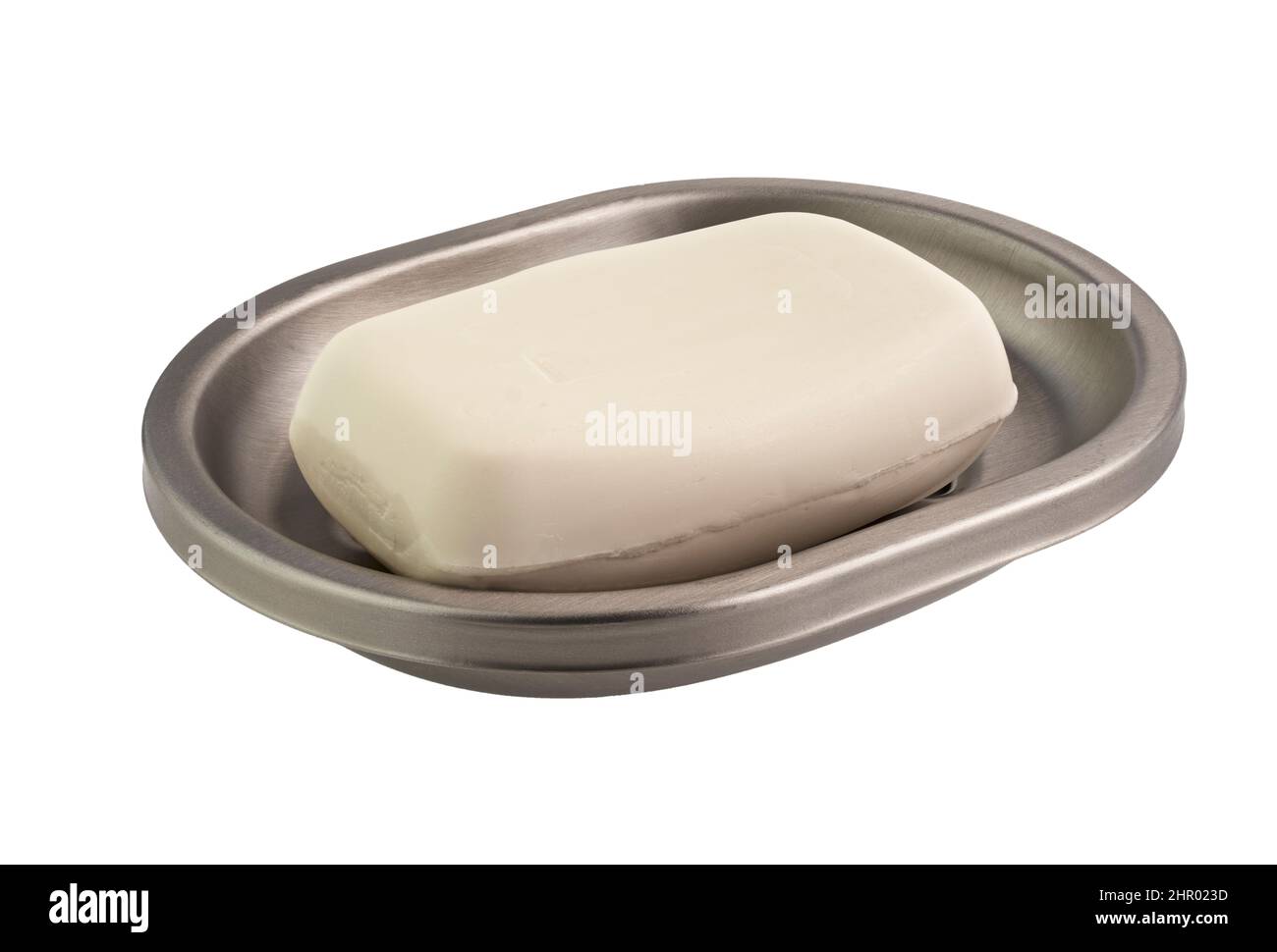 Baño: Barra de jabón blanco natural en una placa de jabón, metálico,  aislado sobre fondo blanco Fotografía de stock - Alamy
