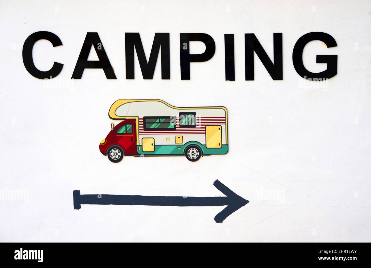 Cartel de camping cerca de Milna, Croacia, Dalmatien, Hvar Foto de stock