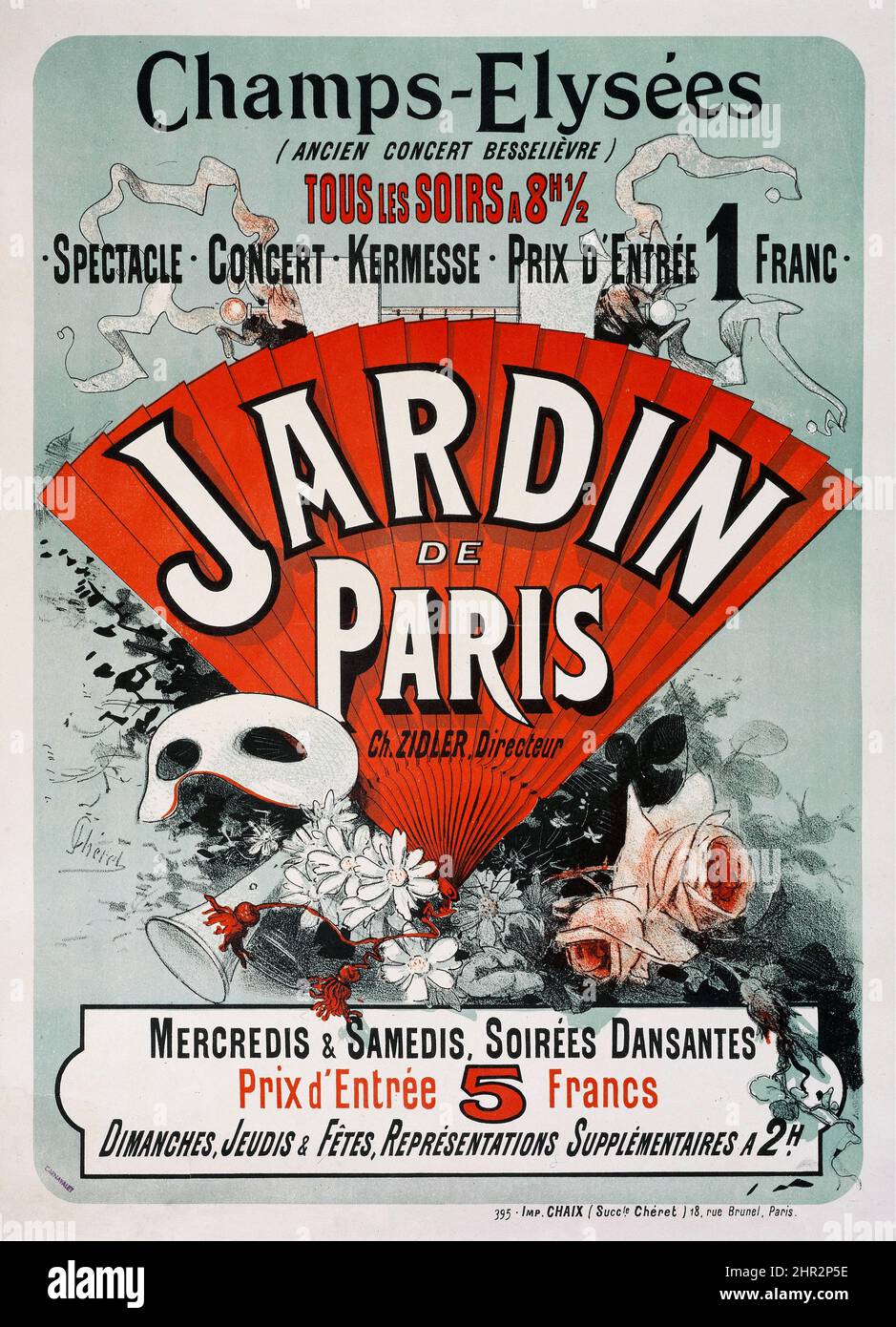 Champs-Elysées, Jardin De Paris (1884) Jules Chéret (francés, 1836-1932) - cartel de la vendimia - La belle époque poster Foto de stock