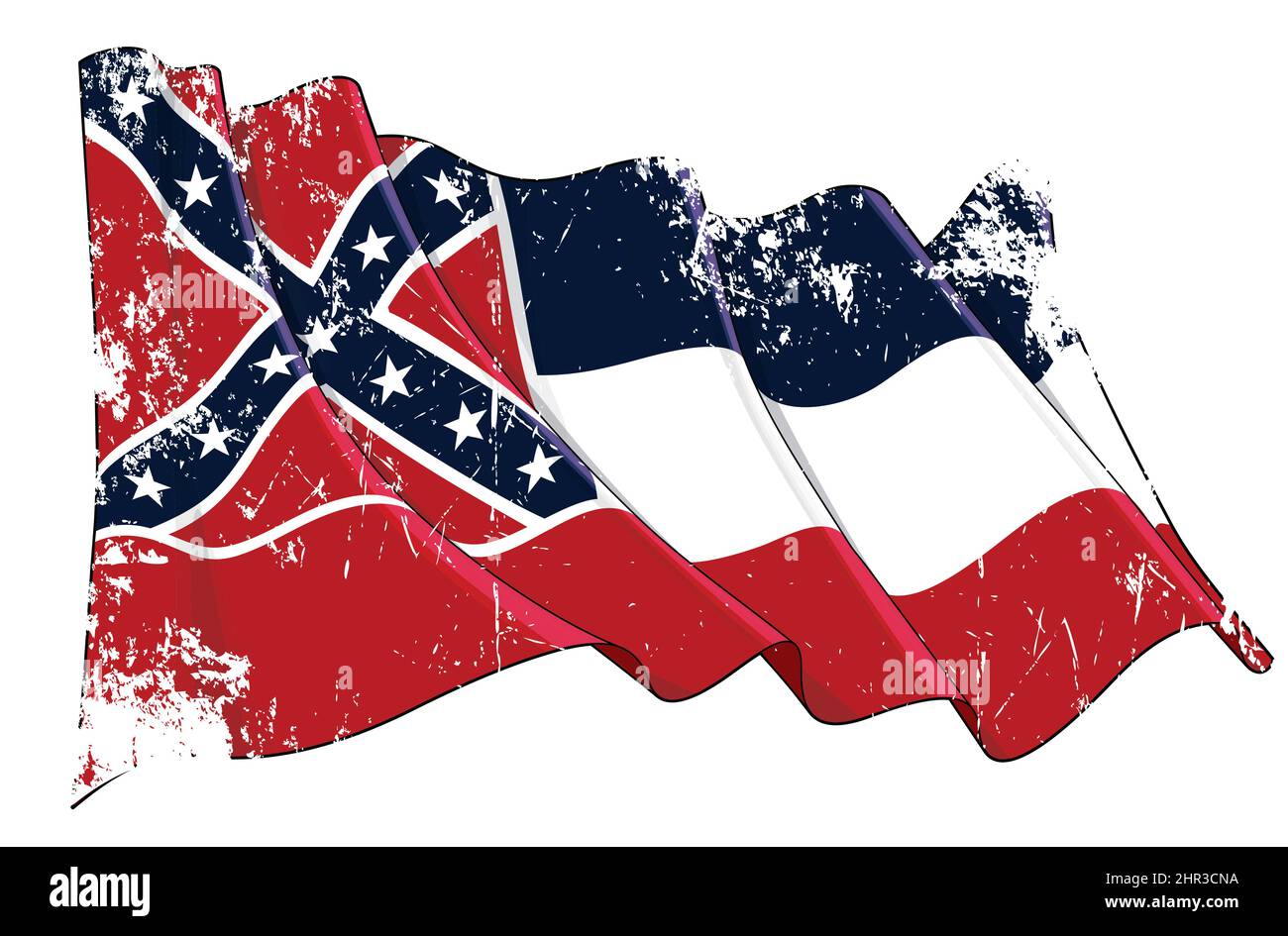 Vector Textured Grunge Ilustración De Una Bandera Ondeante Del Estado De Mississippi Todos Los 2700