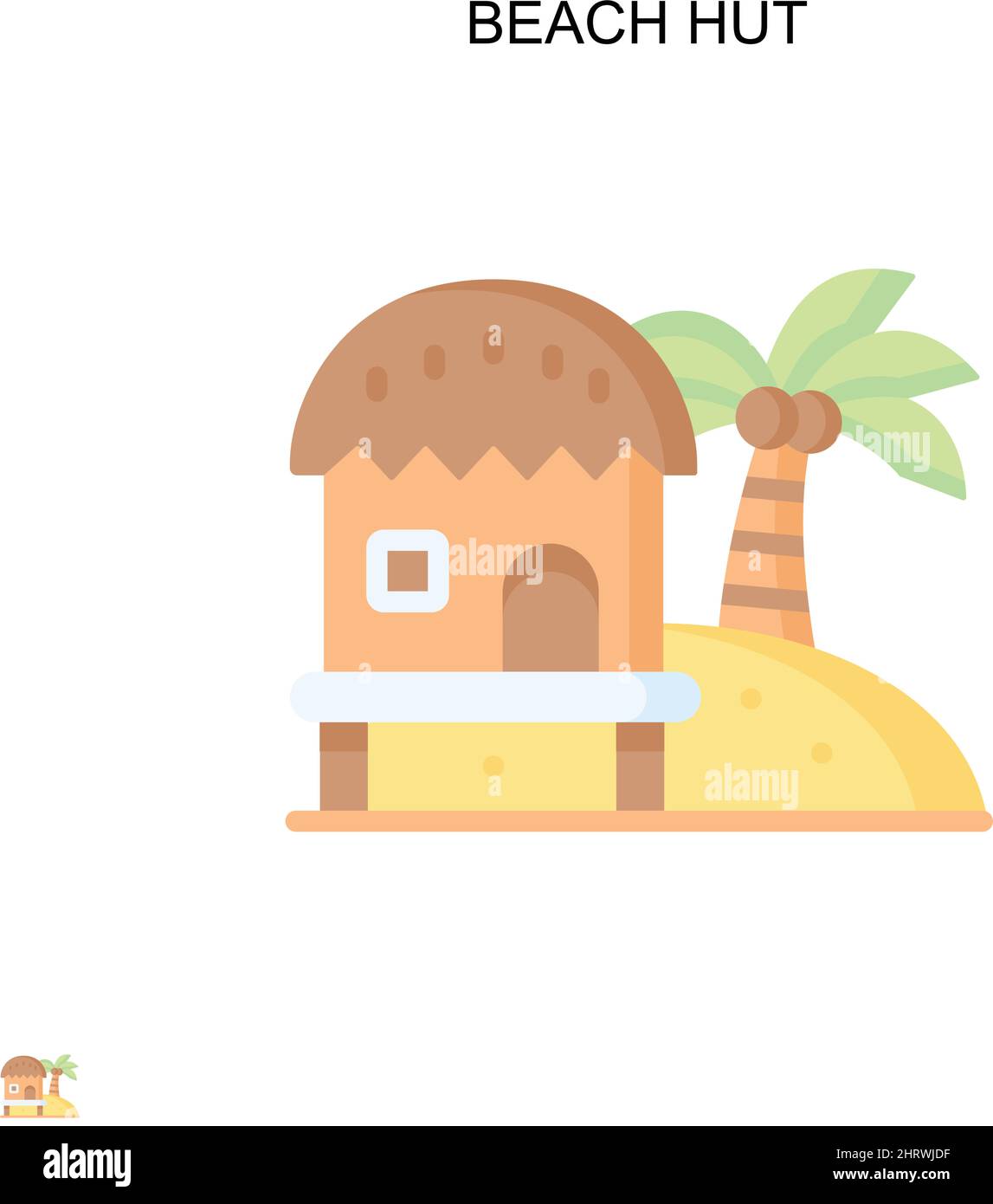 Beach cabaña simple vector icono. Plantilla de diseño de símbolos de ilustración para el elemento de interfaz de usuario móvil web. Ilustración del Vector