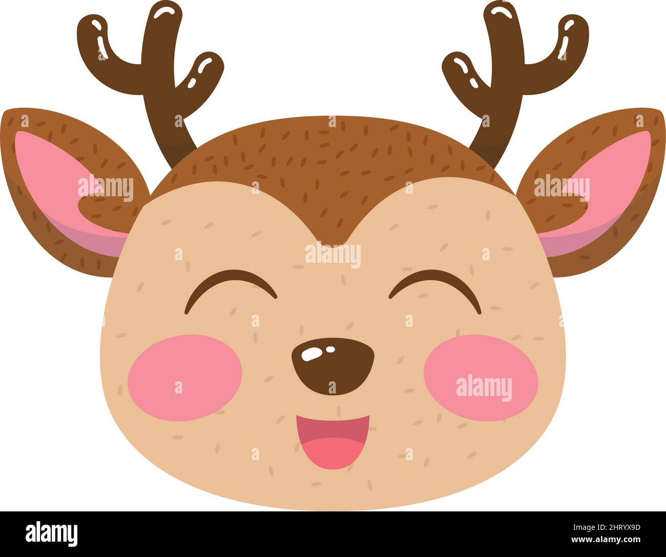 Feliz cara de renos dibujos animados kawaii Vector de animales de Navidad  Imagen Vector de stock - Alamy