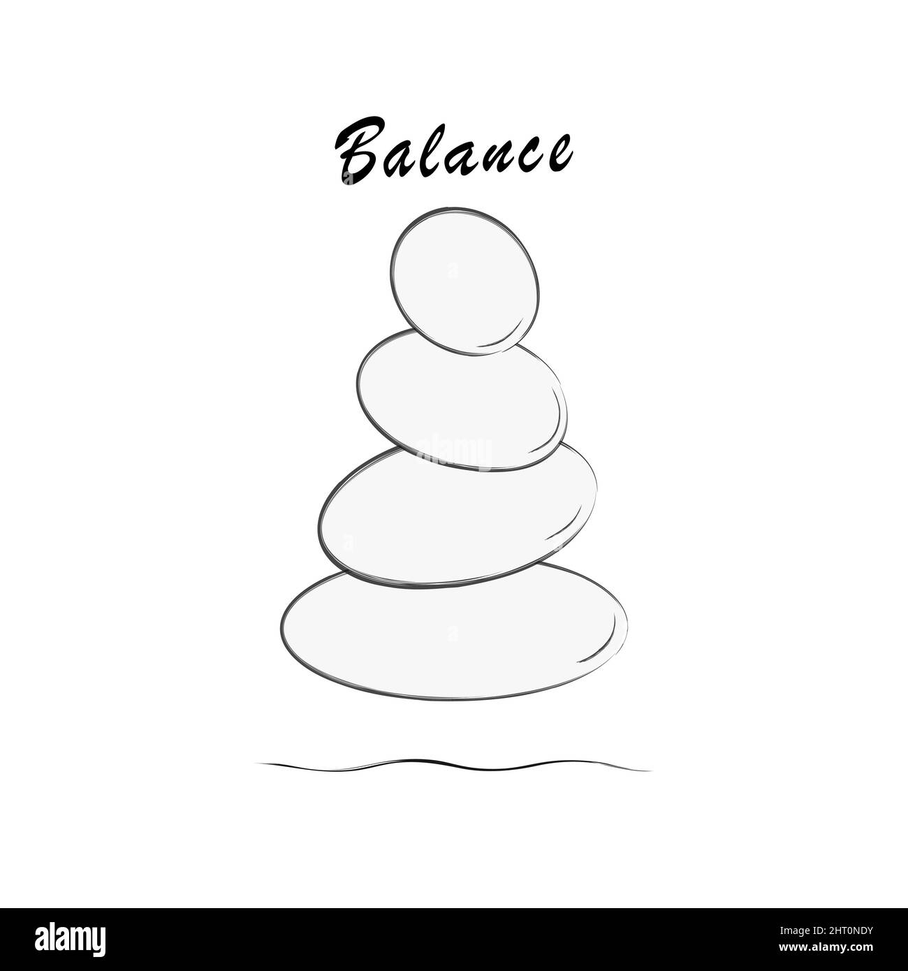 Balance de piedras diseño en blanco y negro . Ilustración del Vector